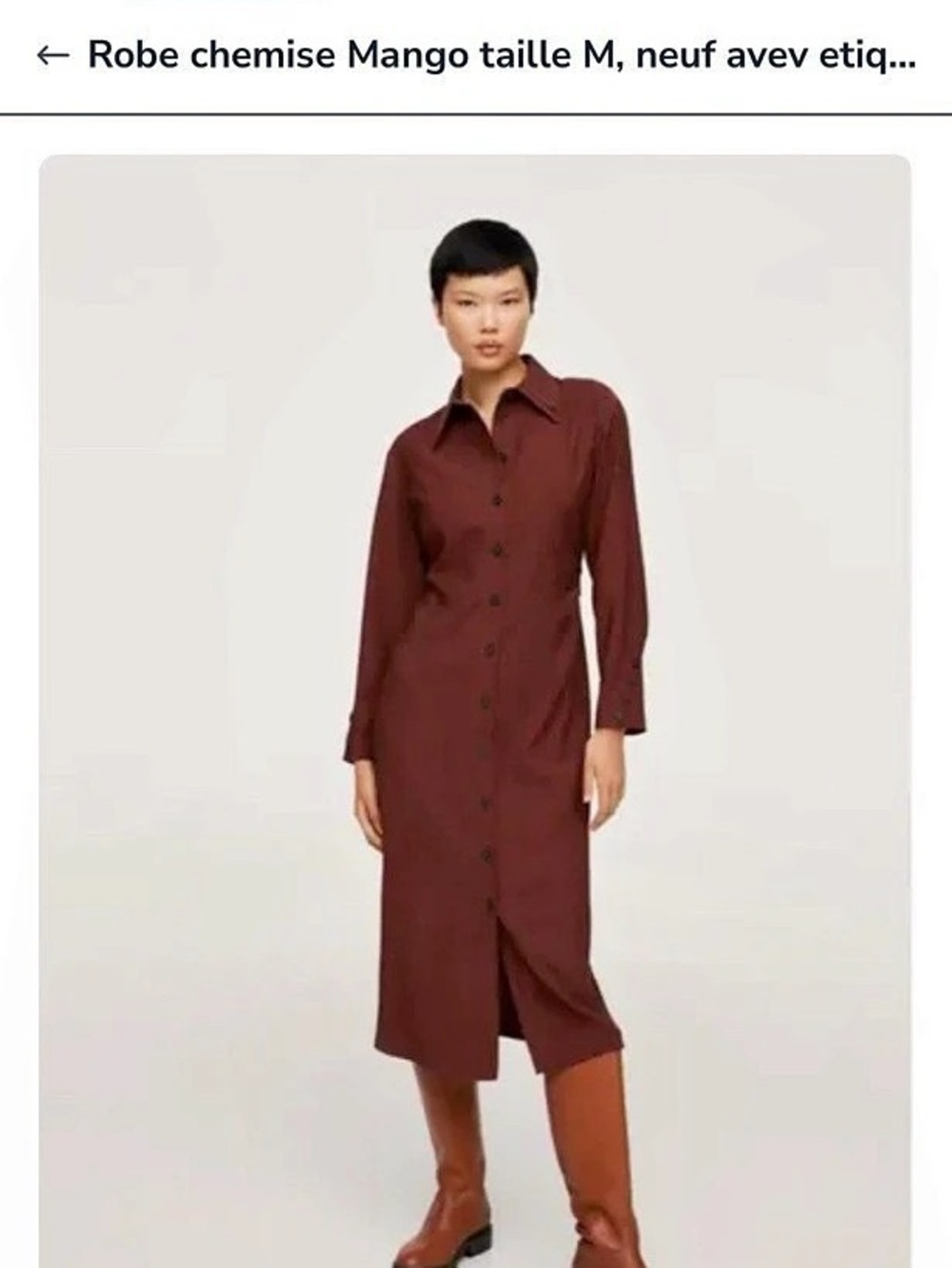 Mango Button-Up Shirt Dress, Midi Medium size
